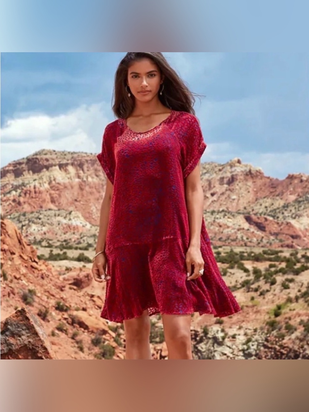 Johnny Was Doris Velvet Mini Dress Burnout Cheetah Leopard Print Size Small